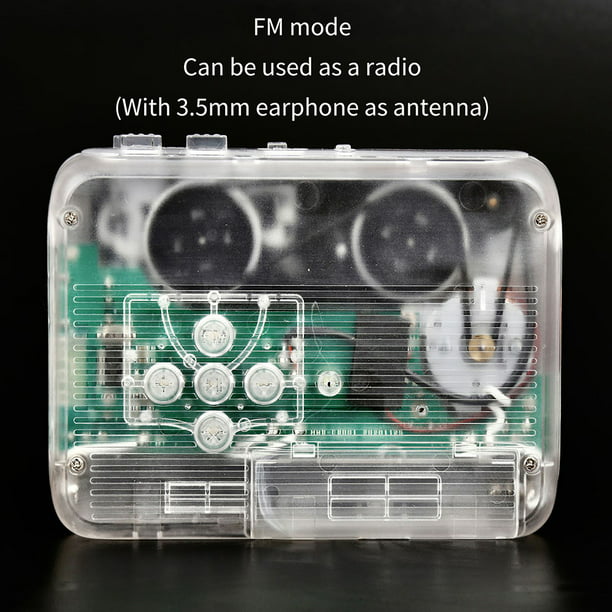  Grabadora portátil de casete, reproductor de cinta Walkman de  radio FM AM con antena, conector de auriculares, USB y tarjeta de  almacenamiento, funciona con pilas o reproductor de casete de radio
