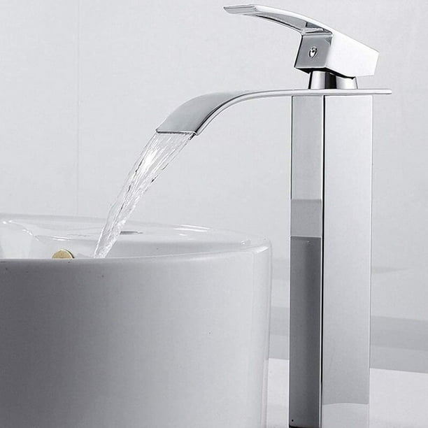 Robinet Salle de Bain Cascade Mitigeur de Lavabo Bec Haut