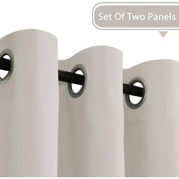 Cortinas blancas de 96 pulgadas de largo, paneles de tratamiento de ventana/ cortinas para sala de estar, diseño moderno, paneles de cortina con ojales  para comedor, juego de 2, color marfil/crema, 52 pulgadas