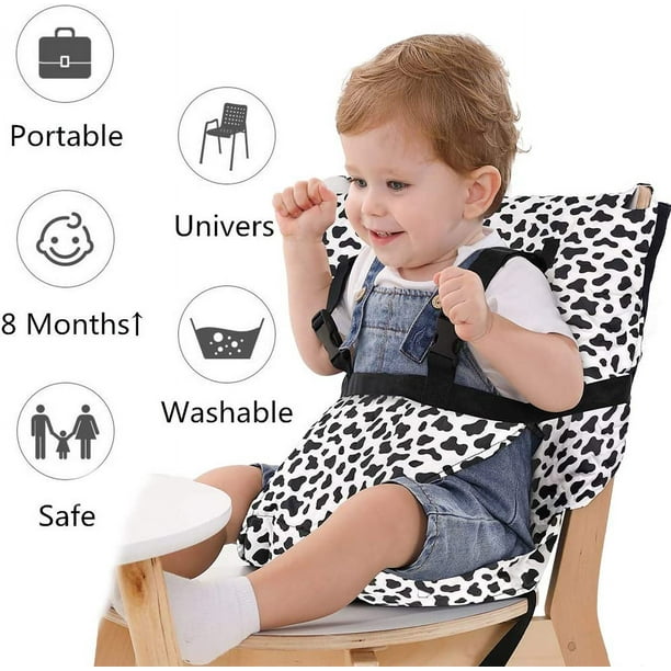 Asiento de trona de viaje portátil, asiento ajustable, seguro y lavable -  para niños pequeños - Tela conveniente, cabe en su bolso - Blanco Rojo  Verde