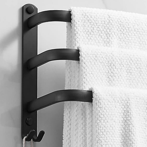 Toallero de pared para baño, toallero adhesivo negro mate, toallero de  aleación de aluminio no perforado y sin oxidación (tres barras) YONGSHENG  1327533262071
