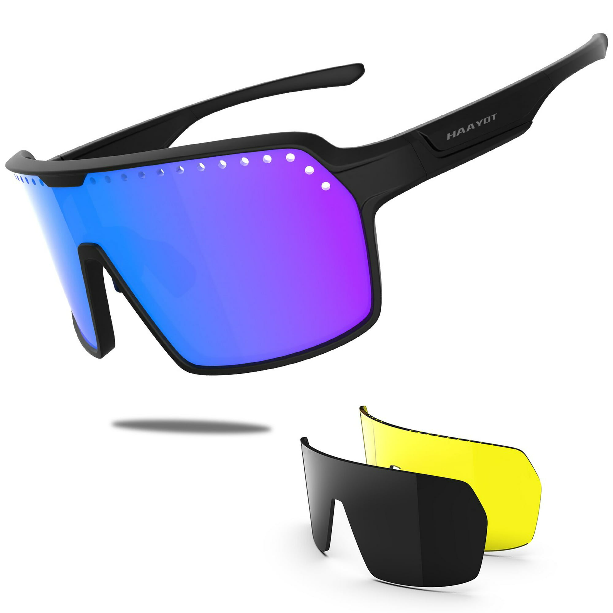 HAAYOT Gafas de ciclismo, gafas de sol de béisbol polarizadas para hombres  y mujeres con 5 lentes, gafas de sol deportivas para correr, ciclismo