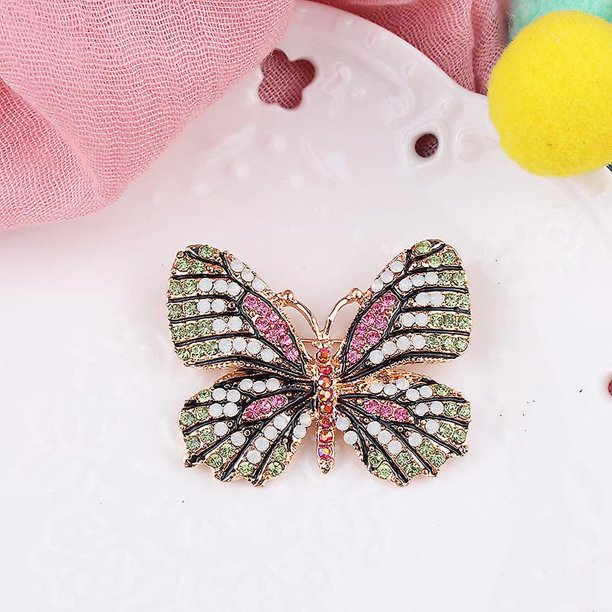 1 Uds. Broche de mariposa de cristal colorido vívido, broches metálicos de  Color dorado, alfileres elegantes para mujer, regalo de Navidad, joyería  nueva