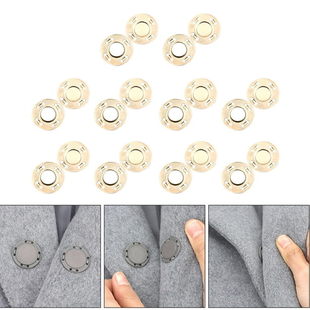 10 pares de cierres de botones magnéticos, broches para acolchado, costura,  pantalones, abrigos, cierre para bolso, vestido, ropa, artesanía de cuero  Oro perfecl Cierres de botón Broches