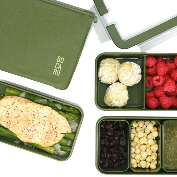 LONCHERA+TUPPERS+CUBIERTOS. 18 PIEZAS. PORCIONES IDEALES PARA NIÑOS DE 5 A  12. BIODEGRADABLE BOCARU BENTO BOX FOR KIDS