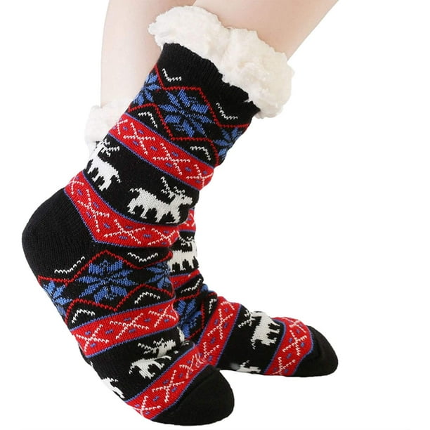 puramente mano Ondas Calcetines de invierno para mujer Fuzzy CozyWarm FleeceWinter Calcetines  antideslizantes de Navidad Adepaton CJWUS-4263 | Walmart en línea