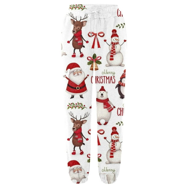 Gibobby pantalones afelpados para mujer Mujer Otoño e Invierno Casual moda  Navidad divertido impreso cintura elástica pantalones deportivos pantalones