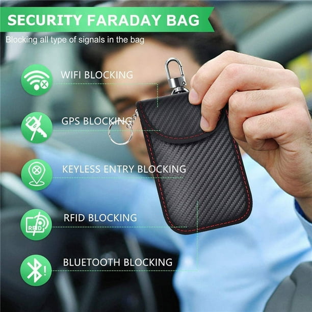 Faraday - 2 bolsas para llaves de automóvil y teléfono celular, bolsa de  bloqueo de señal RFID, bolsa de bloqueo de señal sin llave, protección de