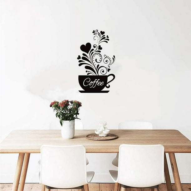 Vinilo adhesivo de pared para cocina, cafetería, ventana, póster para  decoración del hogar, murales WS61 (negro)