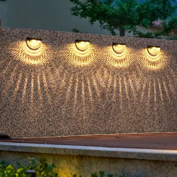 Luces LED solares para decoración de jardín, candelabro de pared para  valla, iluminación para exteriores, 4/