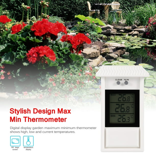Termómetro digital Max Min-Termómetro Interior Exterior Jardín Invernadero  Monitor de temperatura de pared