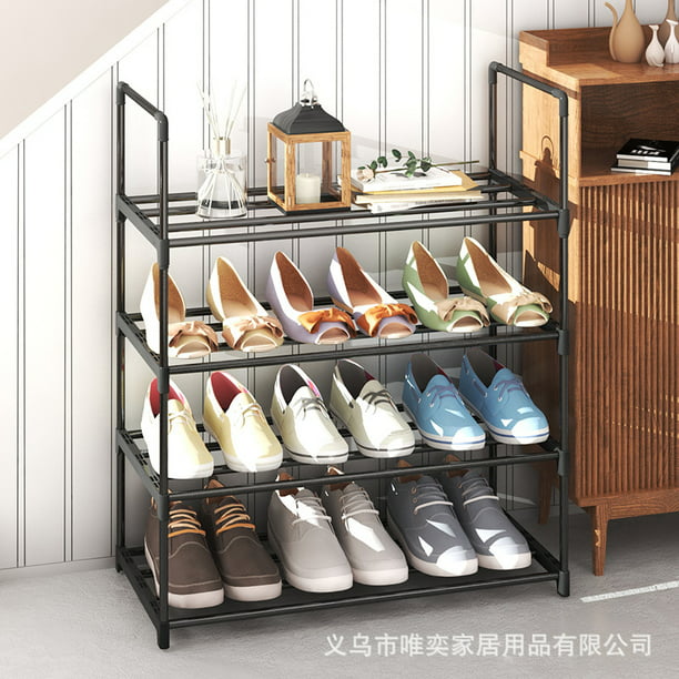 Organizador de zapatos de 4 niveles para armario, zapatero de metal,  estantes de almacenamiento de zapatos para entrada, estante de zapatos
