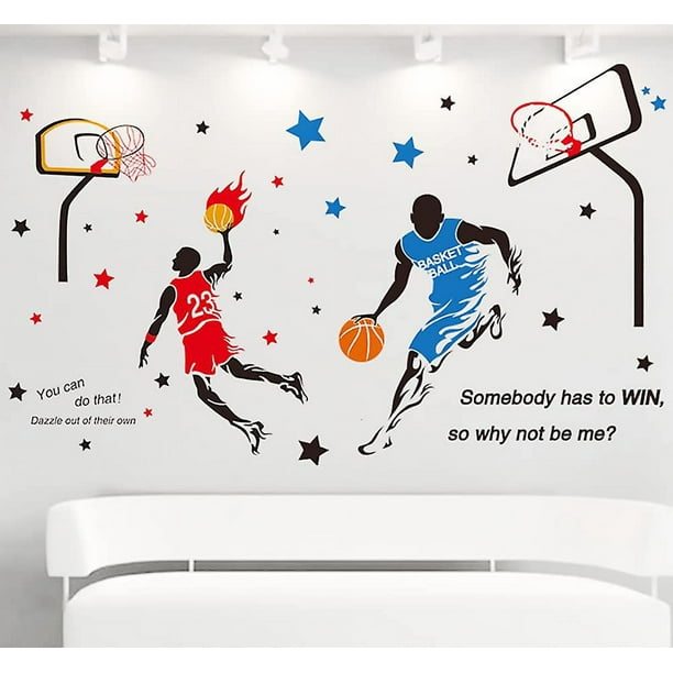 Adhesivo de vinilo personalizado con nombre y número de jugador de  baloncesto Slam Dunk, equipo deportivo, para pared, para dormitorio de  niños, 20.0