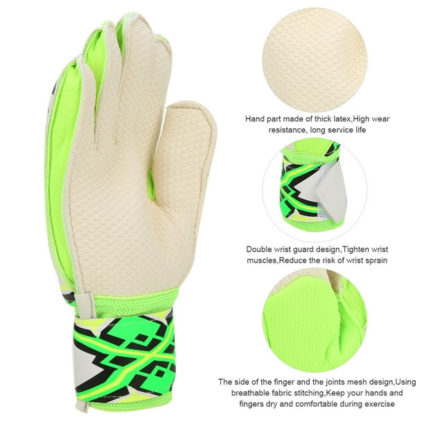 Guantes de portero de fútbol para adultos + protector de dedos, Verde talla  10