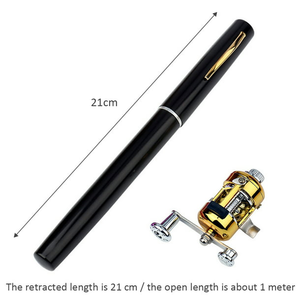 Comprar Mini caña de pescar telescópica de bolsillo portátil, caña de pescar  plegable con forma de bolígrafo y rueda de carrete