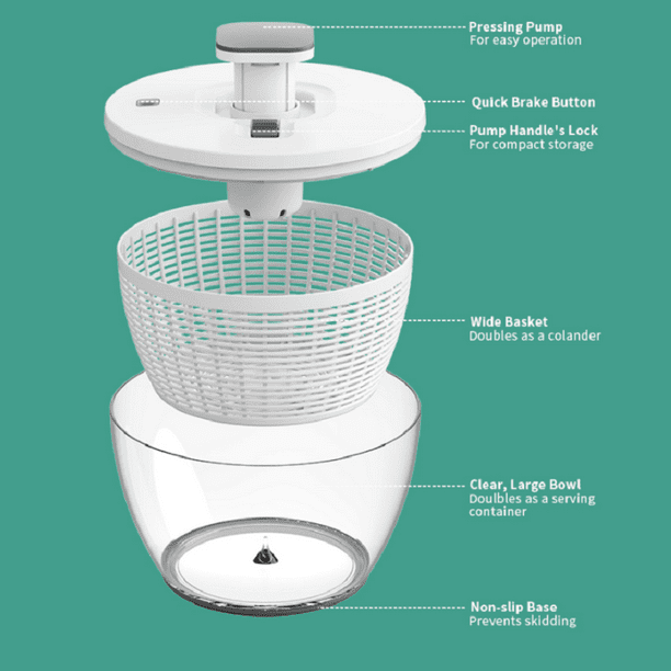 Goldsky SA - Centrifugadora de verduras 3 L Ilko Diseño y funcionalidad.  Ideal para lavar y secar vegetales. Complemento para tu cocina. ¡Fácil de  usar y secar! Libre de BPA Cómo usar