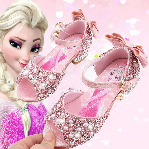 Nuevas sandalias de Disney para niñas, zapatos de princesa elsa de tacón  alto a la moda para niños, Gao Jinjia LED