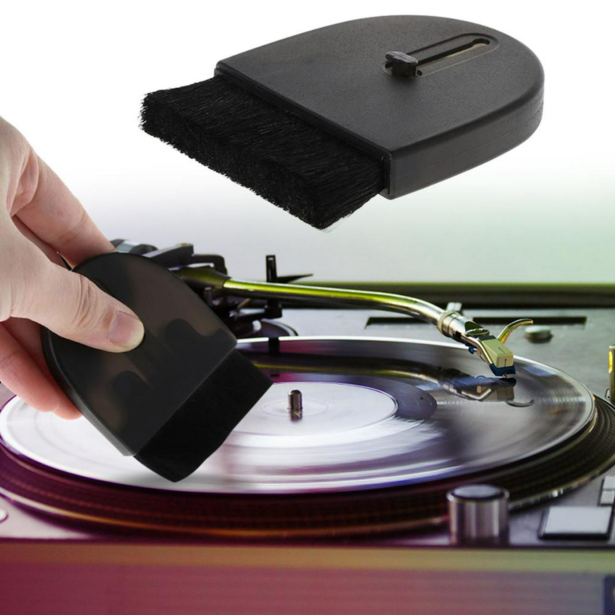 Cepillo de limpieza de discos de vinilo LP para tocadiscos, eliminador de polvo  antiestático (negro) Likrtyny Accesorios para instrumentos musicales