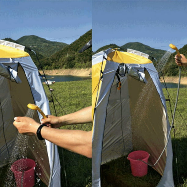  AUTOPkio Ducha portátil para campamento, cabezal de ducha de  campamento al aire libre con bomba mejorada de 12 V 24 V, adaptador de  coche para senderismo, baño de mascotas, lavado de