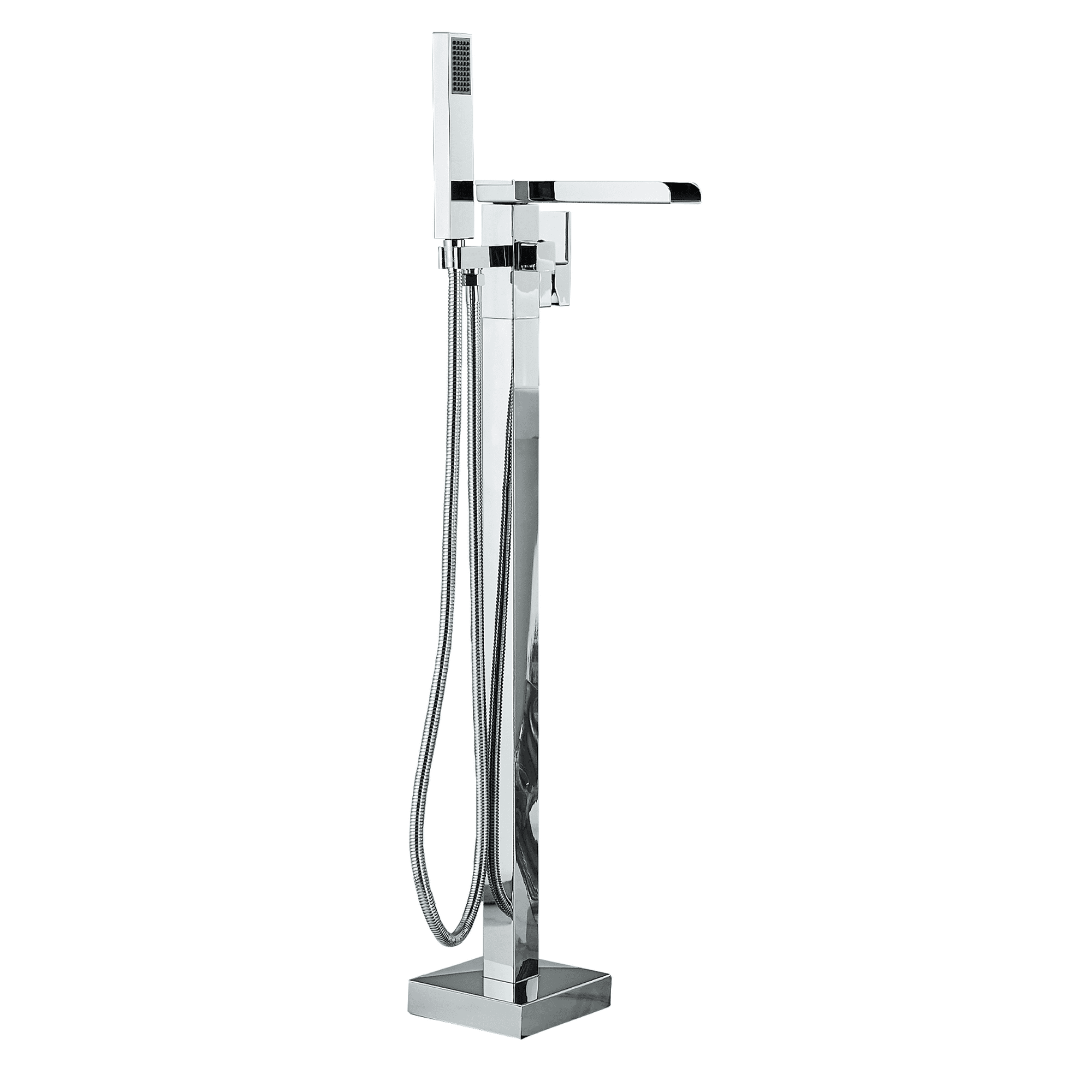 Grifo de ducha para bañera, relleno de bañera de baño independiente de  montaje en el suelo, sistema de soporte de baño de níquel cepillado de  acero