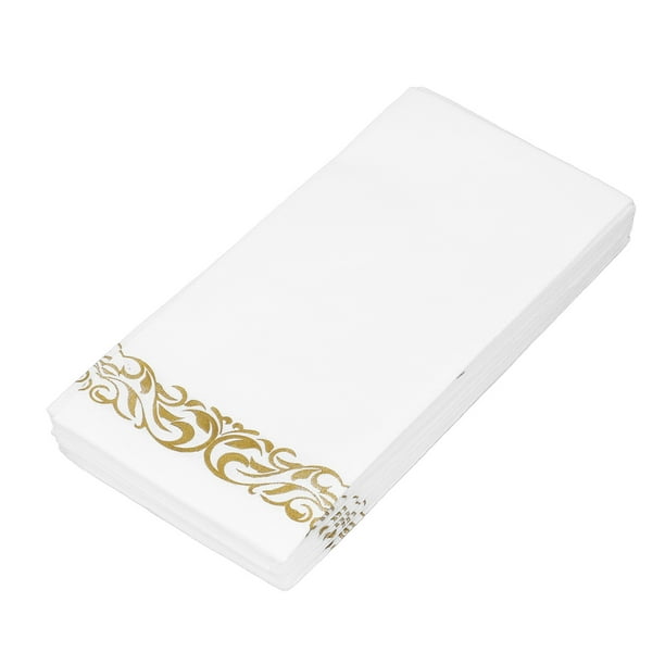 Fennco Styles Servilletas de tela de reno doradas bordadas para  festividades, 19.7 in de ancho x 19.7 in de largo, juego de 4 servilletas  blancas