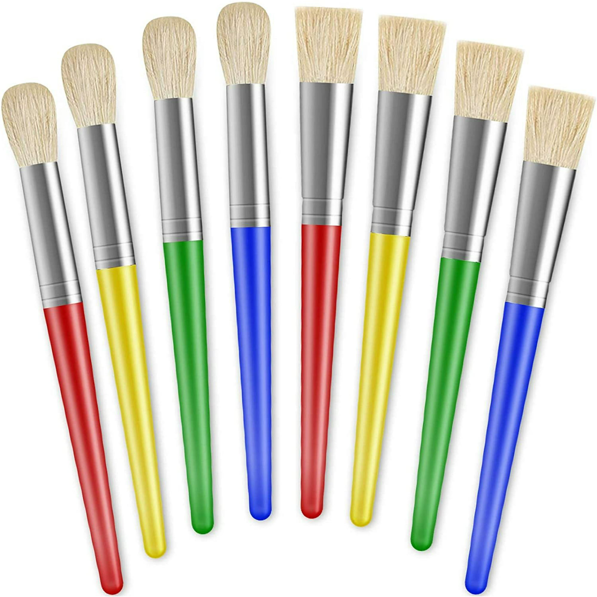 Operitacx 20 pinceles de pintura lavables y gorditos para niños Jumbo  pinceles planos de pintura preescolar para pintura acrílica al óleo