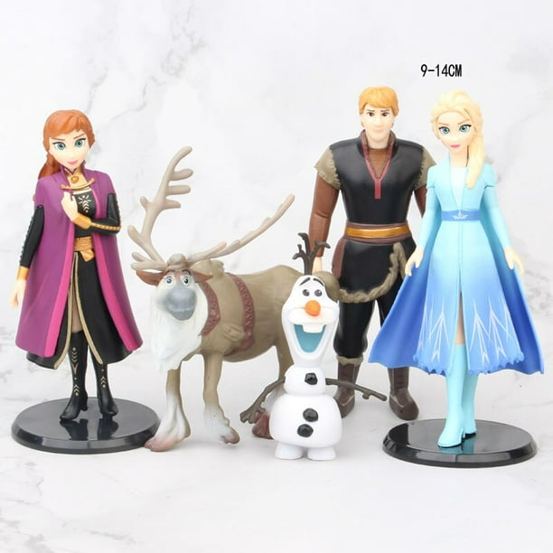 5pcs Set Frozen Elsa Anna Olaf Figuras de renos Juguetes para niños Figuras  congeladas zhangmengya LED