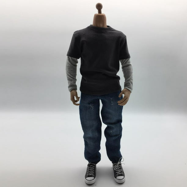 2x1/6 Ropa De Hombre Camiseta Larga Negra Jeans De Mezclilla Lona Gris Oscuro Azul CUTICAT trajes de figuras de acción masculinas | Walmart en línea