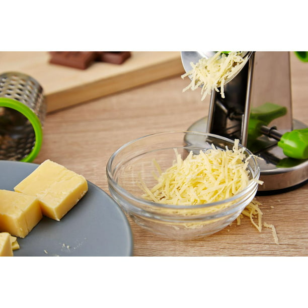 Home - Rallador giratorio de queso, 3 en 1, multifuncional, de mano, para  verduras, triturador de queso con base de succión de goma, 3 cuchillas de