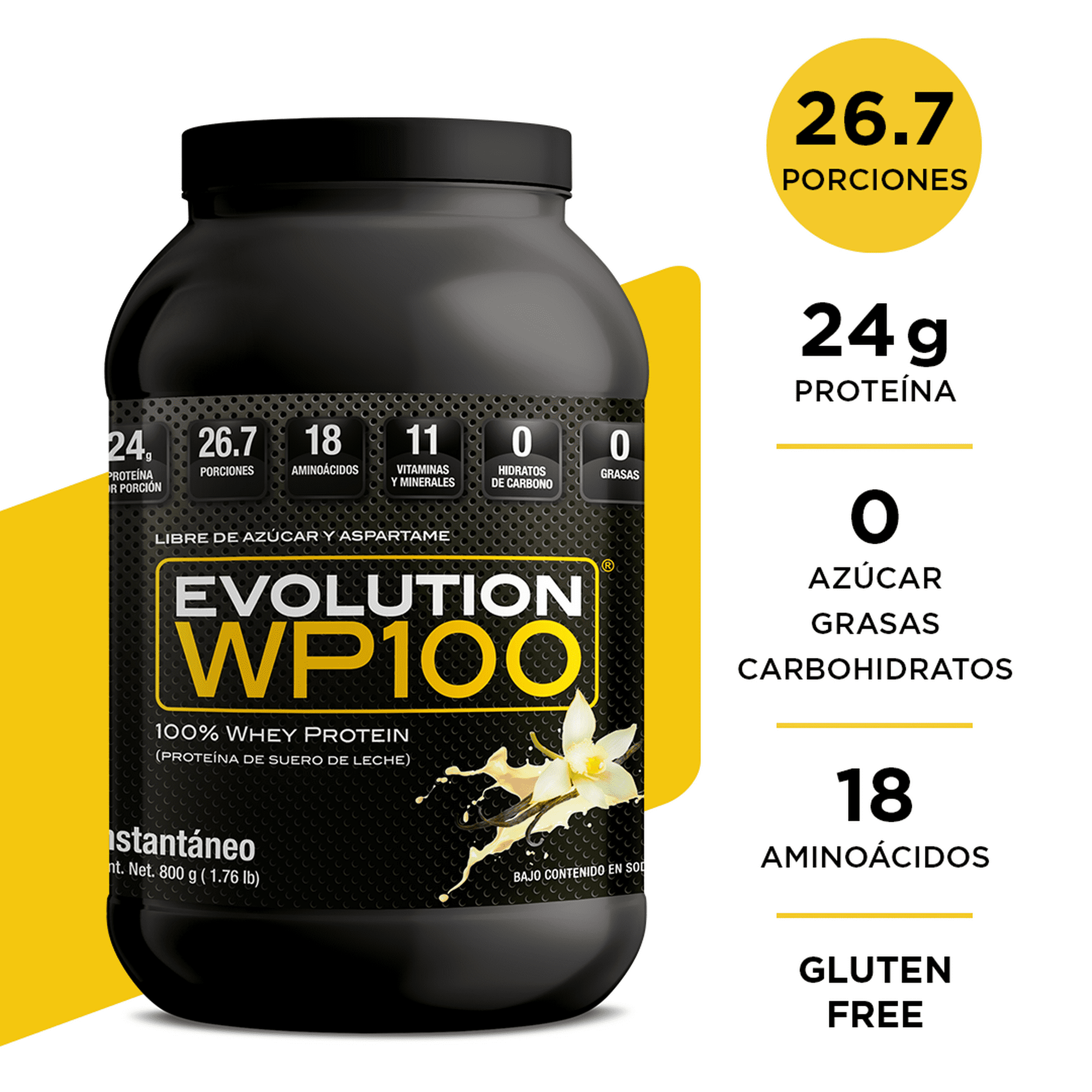 EVOLUTION. Proteína de Suero de Leche, WP100, Whey Protein, 800 Gramos ...