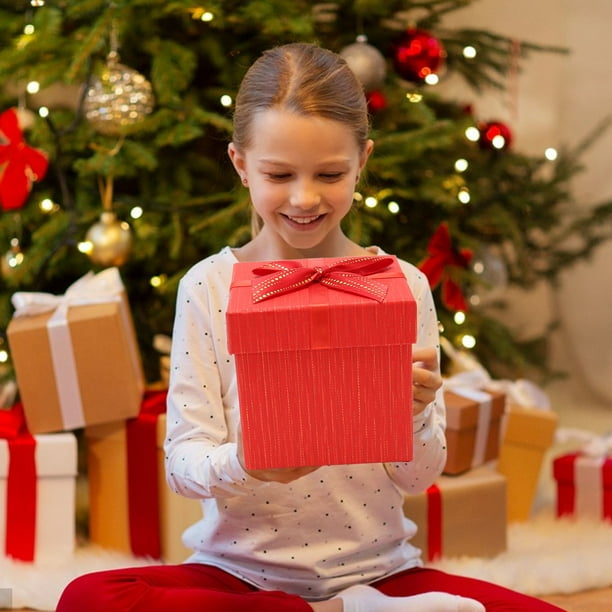 JOYIN 2 cajas de regalo rojas con papel de relleno para regalos de Navidad,  bodas, compromisos, graduaciones, caja de envoltura de Navidad, caja de
