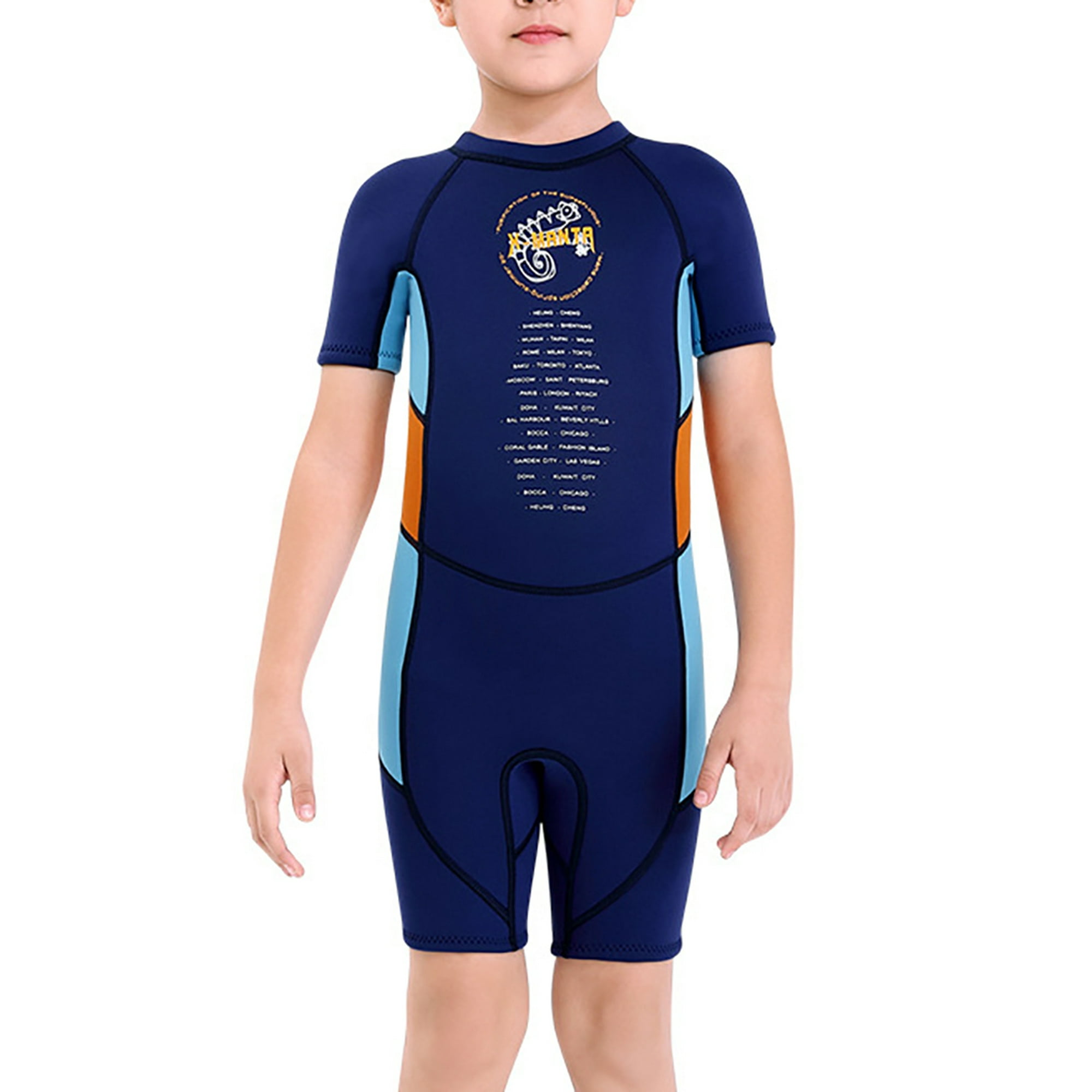  Forber - Traje de buceo para niños, 0.079 in, neopreno,  térmico, protección UV, secado rápido, traje de buceo para esnórquel, surf,  Azul, S : Deportes y Actividades al Aire Libre
