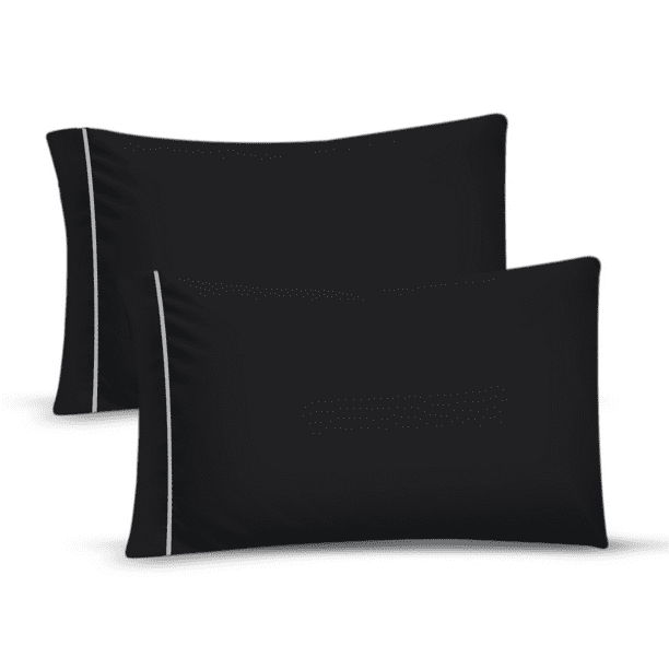2 Fundas De Almohada Estándar Koala - Color Color Negro Liso