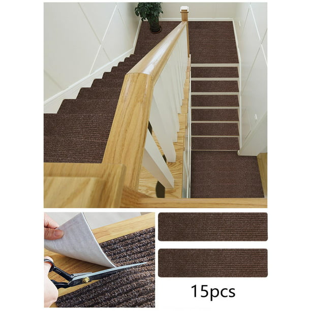 15 piezas de alfombras para escaleras, corredores para escaleras  interiores, cinta protectora para escaleras, alfombra antideslizante,  peldaños para Gris Macarena Escalones