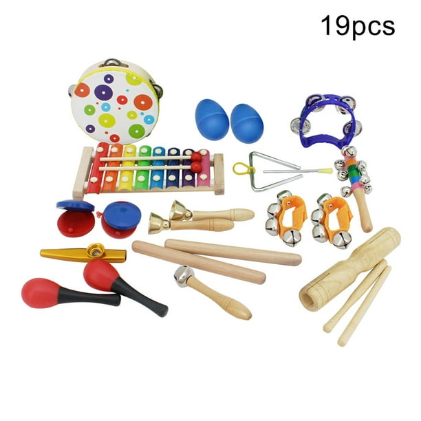 Yopay Instrumentos musicales para niños pequeños, instrumentos de percusión  de madera, juguetes de educación musical para ritmo de bebé, juego para