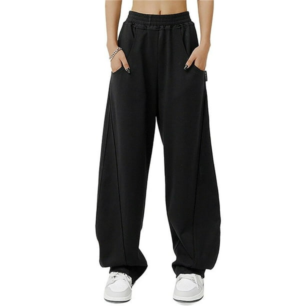  Pantalones deportivos holgados de cintura alta para mujer, pantalones  deportivos de yoga, pantalones de yoga cálidos para descansar, negro :  Ropa, Zapatos y Joyería