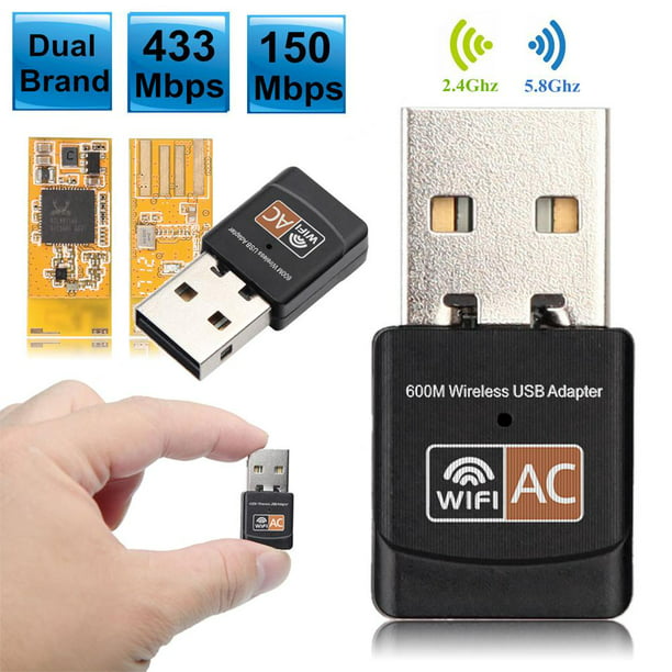 Adaptador Antena Wifi USB Dual Band 2.4Ghz y 5.8Ghz 600Mbps