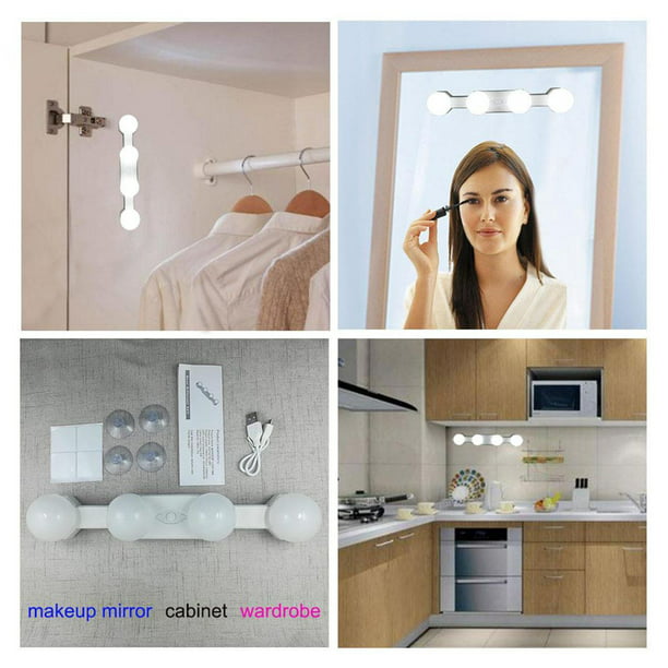 Espejo de tocador con luces, espejo de tocador iluminado con 9 bombillas  regulables para vestidor y dormitorio, iluminación de 3 colores, modos