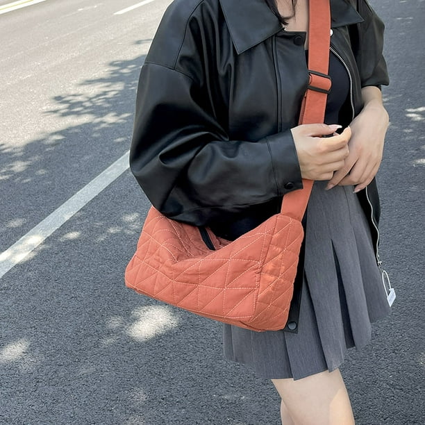 Bolsos de hombro de lona para mujer, bandolera cruzada sólida, bolso con  cremallera (naranja) Likrtyny