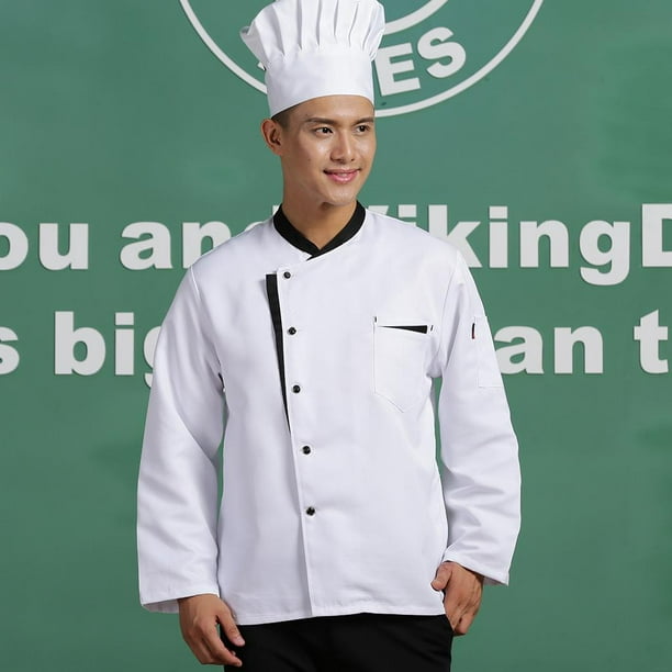 Chaqueta blusa de manga larga con bolsillo triangular para camarero cocinero Blanco 2XL chaqueta de chef hombres uniformes mujeres | Walmart en línea