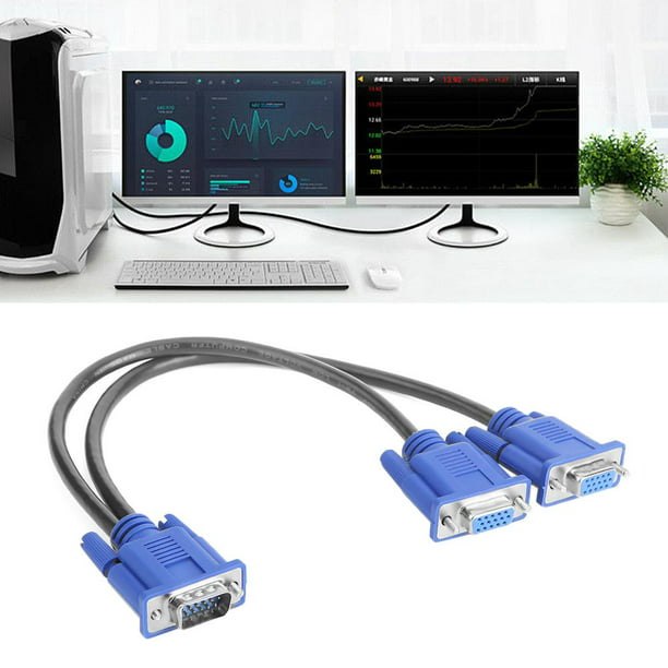 Cable divisor VGA de 1 ordenador a 2 monitores adaptador Y Kuymtek divisor  macho a hembra Cable VGA para PC Y portátil