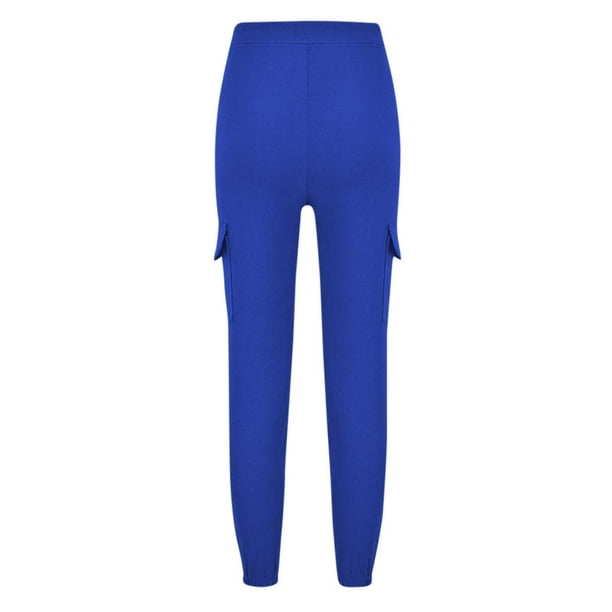 Gibobby Pantalones cargo para mujer Pantalones casuales de con múltiples  bolsillos para damas Pantalones de cuerda con corsé de cintura  elástica(Azul oscuro,M)