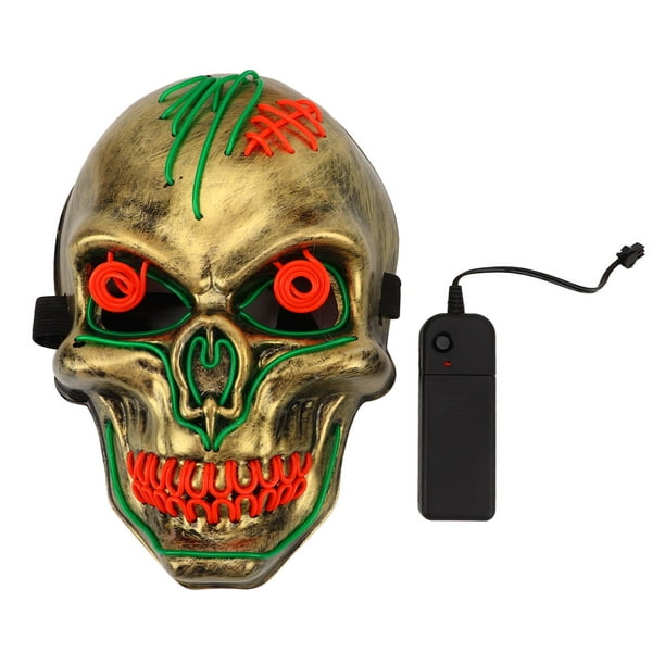 Juego de guantes de esqueleto de máscara de Halloween, 3 modos de  iluminación, máscara LED aterradora con guantes LED brillantes,  decoraciones de