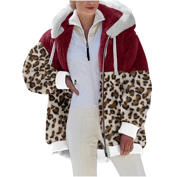 Abrigo Poncho para mujer Capa con capucha de leopardo Ropa de