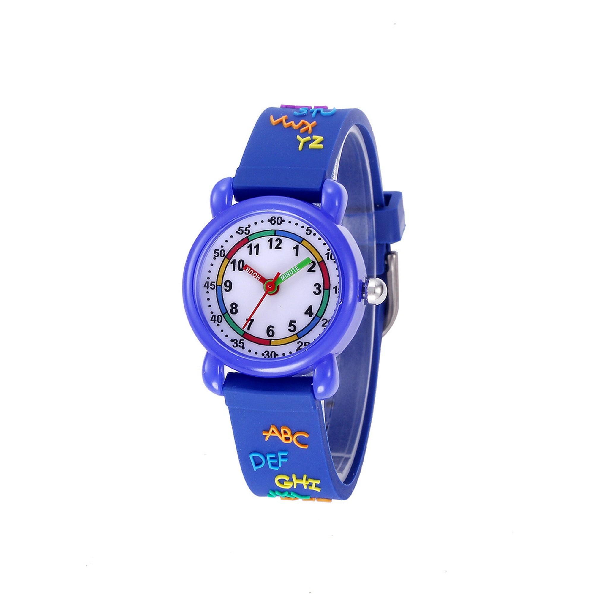 Reloj infantil impermeable con alfabeto (azul), movimiento de cuarzo, diseño  de dibujos animados 3D, reloj digital para niñas y niños de 3 a 11 años JM