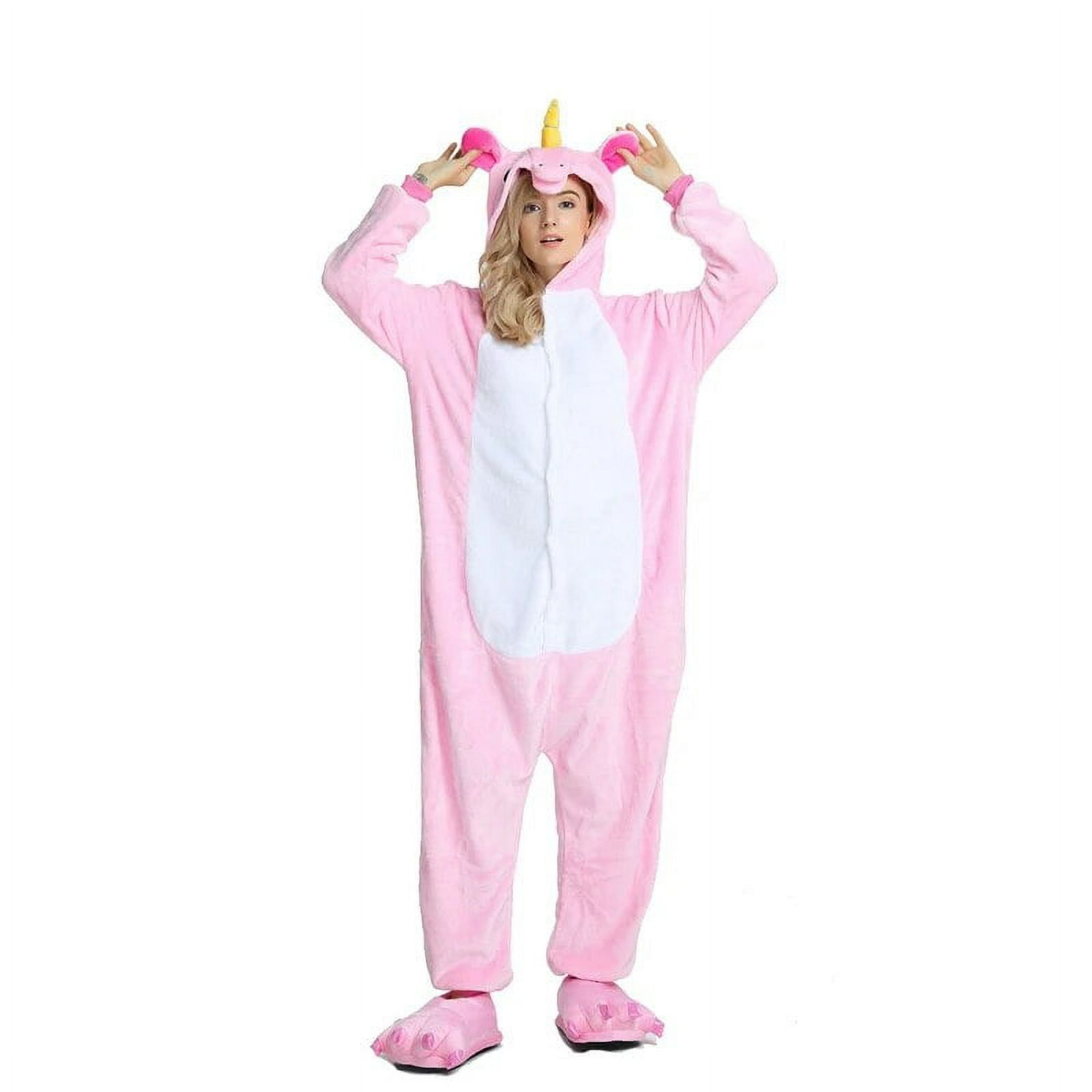 Comprar Pijama de franela de animales para adultos, Pijamas de unicornio  para mujer, Pijama Kugurumi de Cosplay, mono de conejo rosa, ropa de dormir  con zapatos