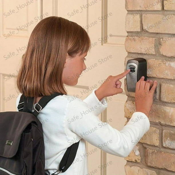 Caja de bloqueo de llave para llave de casa, caja de bloqueo de montaje en  pared de código de combinación de 4 dígitos, caja de bloqueo de