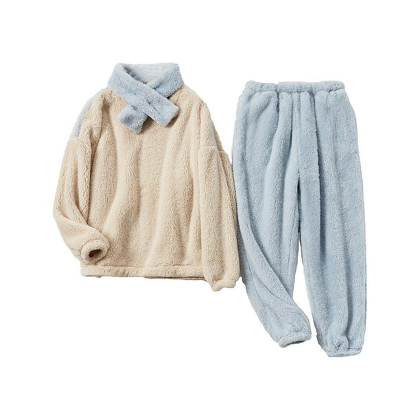 Pijamas de mujer, pijamas de manga larga de invierno, ropa de dormir  cálida, y pantalones de manga l Yinane Pijamas de invierno para mujer