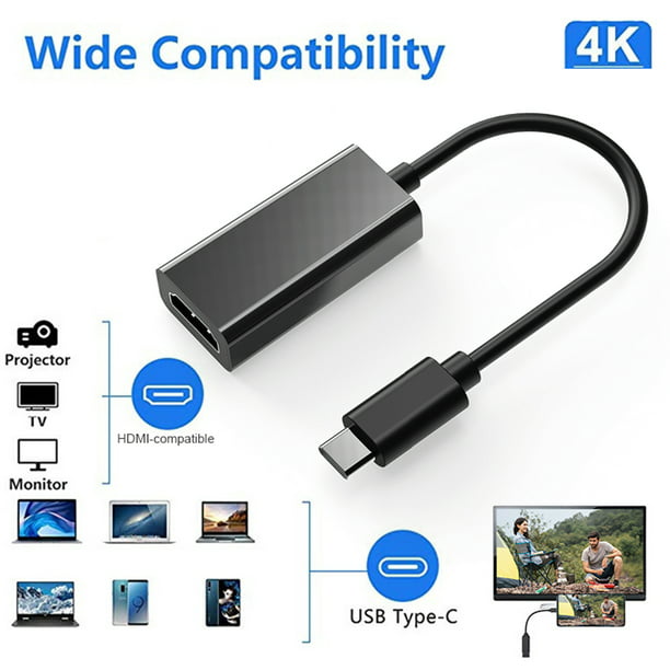 Adaptador de TV HD tipo C a HDMI, Cable Compatible con USB 3,1