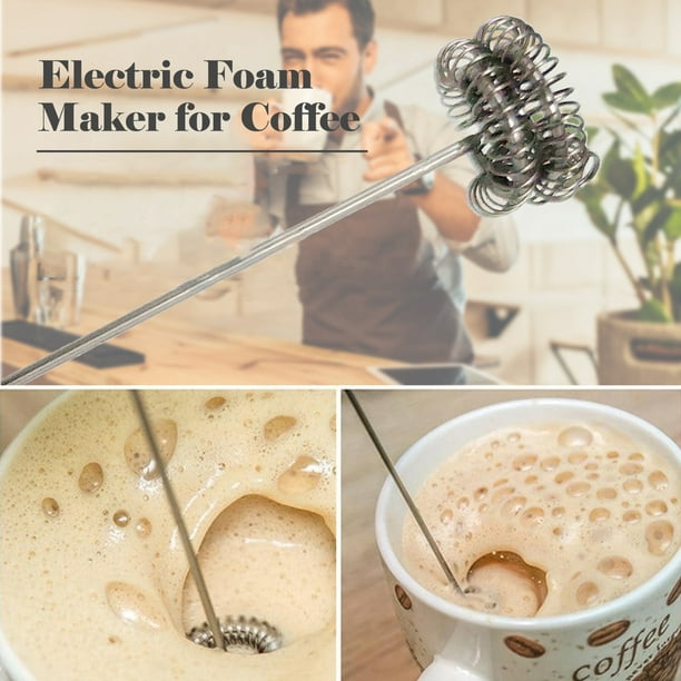 Espumador de leche para café, batidor de leche eléctrico con soporte de  acero inoxidable, mini mezclador eléctrico duradero, espumador de leche con